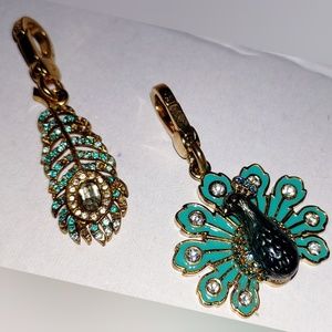 Juicy Couture PEACOCK & PAVE FEATHER 2x CHARM SET